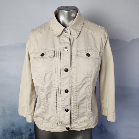 Dress Barn Collared Button Up Khaki Jacket | Women's Large - Picture 1 of 15